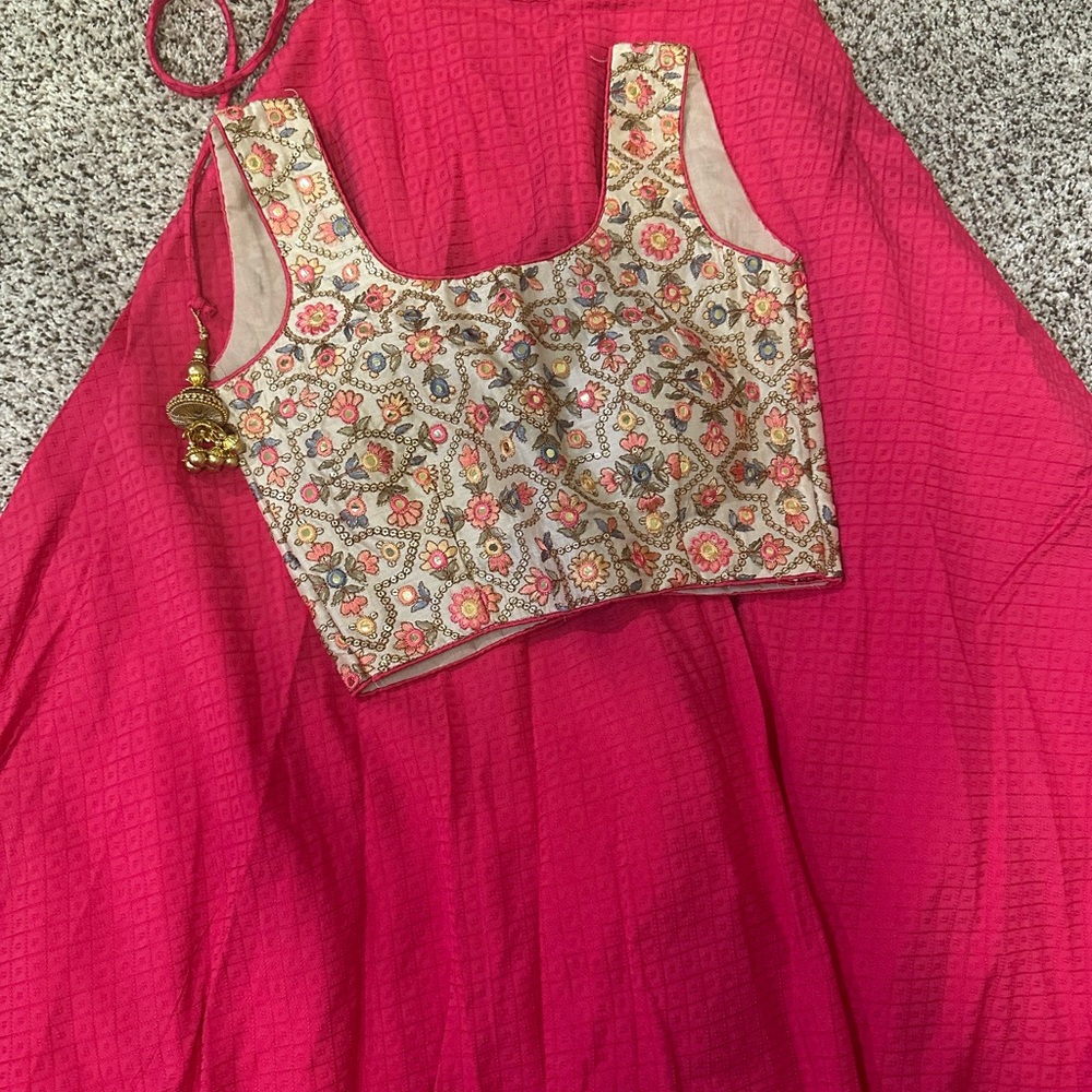 Pink Dress with Floral Embroidered Top